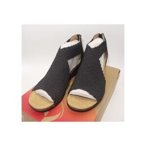 NEW Comfortiva Alesha Sandals Wedge Heel  Black Woven Women's 9 Wide 9W